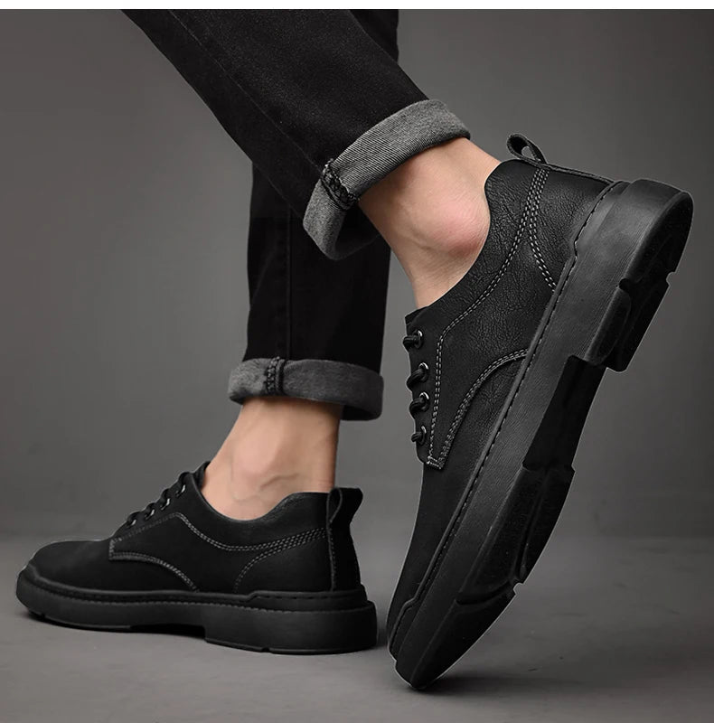 Spring Autumn Casual Men Retro Leather Shoes 2023 Fashion British Style Anti-skid Chaussure Homme Cuir Luxury Brand Designer