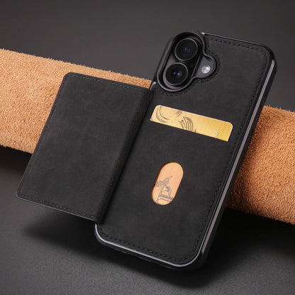 Business Flip Leather Case for iPhone 16 17 Air 16E 15 14 13 12 11 Pro Max Plus Mini Built-in Magnetic Wallet Card Phone Cover