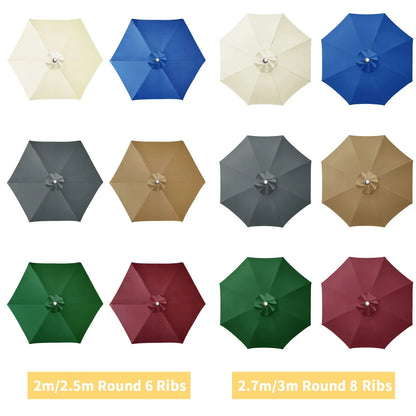 Waterproof Replacement Umbrella Cloth 2/3M Patio Parasol Cover UV-Anti Canopy Cover Replacement Parasol Cover for Balcony Garden