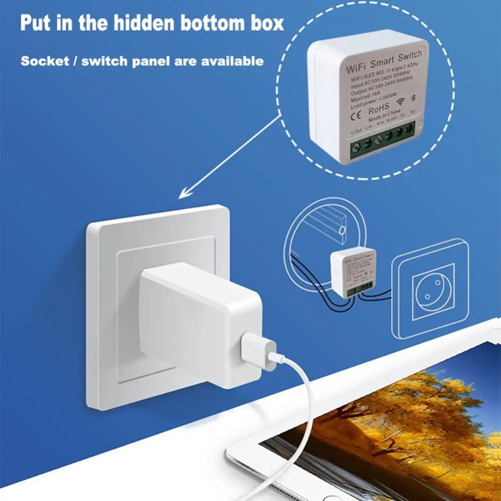 Aubess eWeLink Wifi 16A MINI Smart Switch Support 2-way Control Timer Switch Smart Home Automation Work With Alexa Google Home