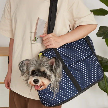 Portable Pet Carrier Bag - Breathable Mesh Winter Warm Foldable Shoulder Handheld Bag, for Small-medium Dogs Cats