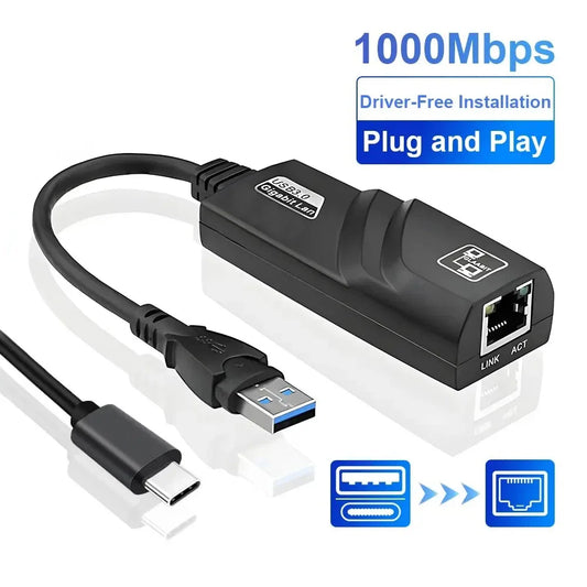 1000Mbps USB3.0 To Rj45 Network Adapter RTL8153 Lan Ethernet Adapter 100/1000Mbps Network Card For Macbook Laptop Win10/11 by PDG ibma