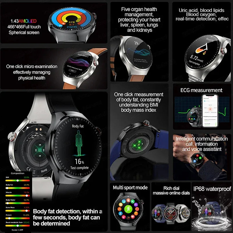 2026New For Man Smartwatches Outdoor Sport Smart Watch Men 1.43“ HD AMOLED Screen ECG physical examination BT5.0 Call smartwatc