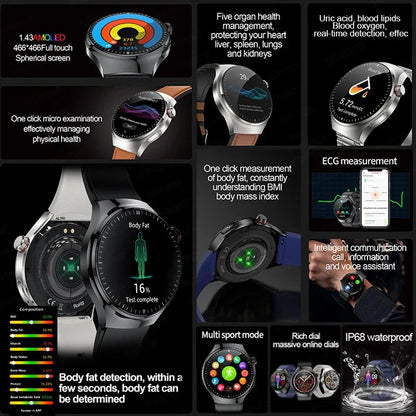 2026New For Man Smartwatches Outdoor Sport Smart Watch Men 1.43“ HD AMOLED Screen ECG physical examination BT5.0 Call smartwatc