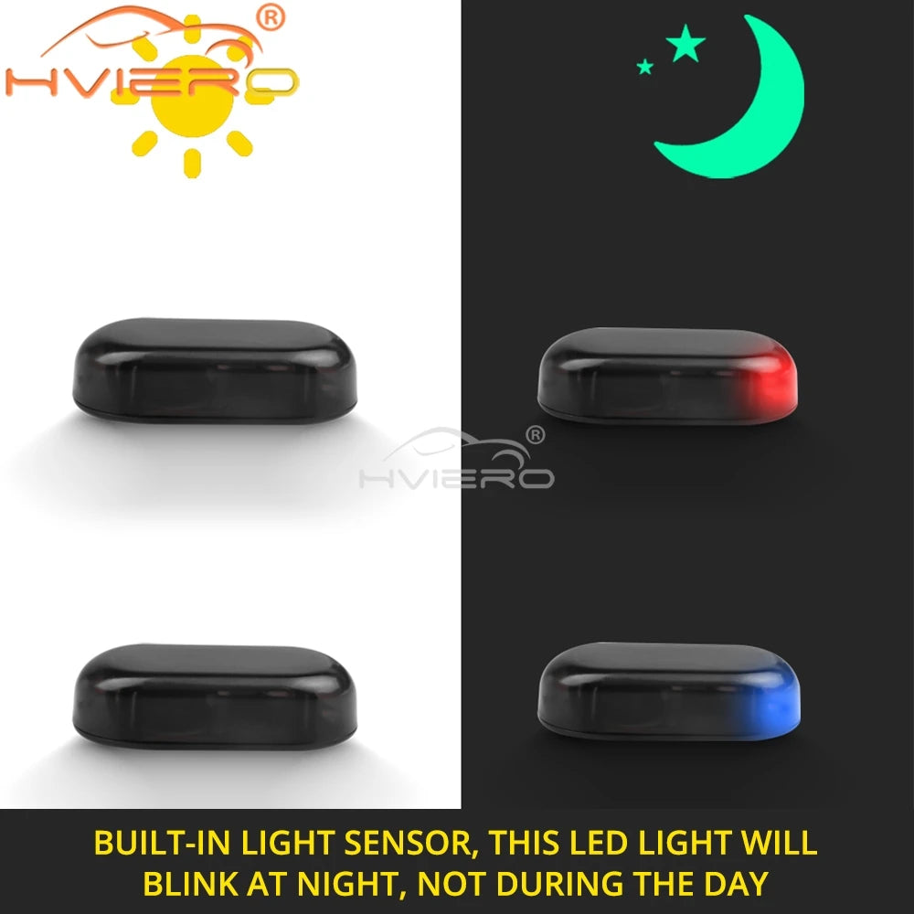 1Pcs Car Fake Security Light Solar Powered Simulated Dummy Alarm Wireless Warning Anti Theft Caution Lamp LED Flashing Imitation