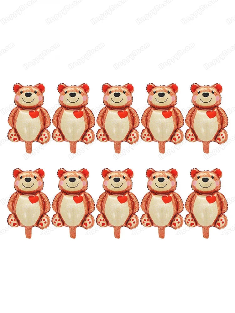 3/5/10pcs Mini Heart-shaped Bear Valentine's Day Birthday Theme Party Wedding Baby Shower Decoration Foil Balloon Kids Toys Gift