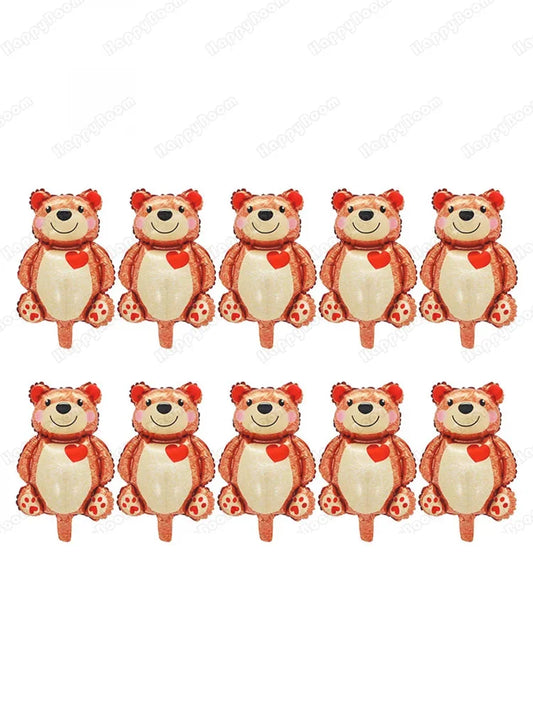 3/5/10pcs Mini Heart-shaped Bear Valentine's Day Birthday Theme Party Wedding Baby Shower Decoration Foil Balloon Kids Toys Gift