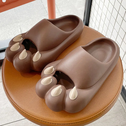 Cute Tiger Paw Slippers Men New Summer Outdoor Slides Shoes Unisex Funny Cartoon Bear Cat Claw Lovers Slipper Novelty Flip Flops