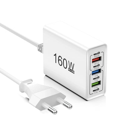 160W 7 Ports USB Charger USB Type C Wall Charger Adapter For Xiaomi iPhone Samsung POCO EU/US Plug USB PD Travel Chargers Socket