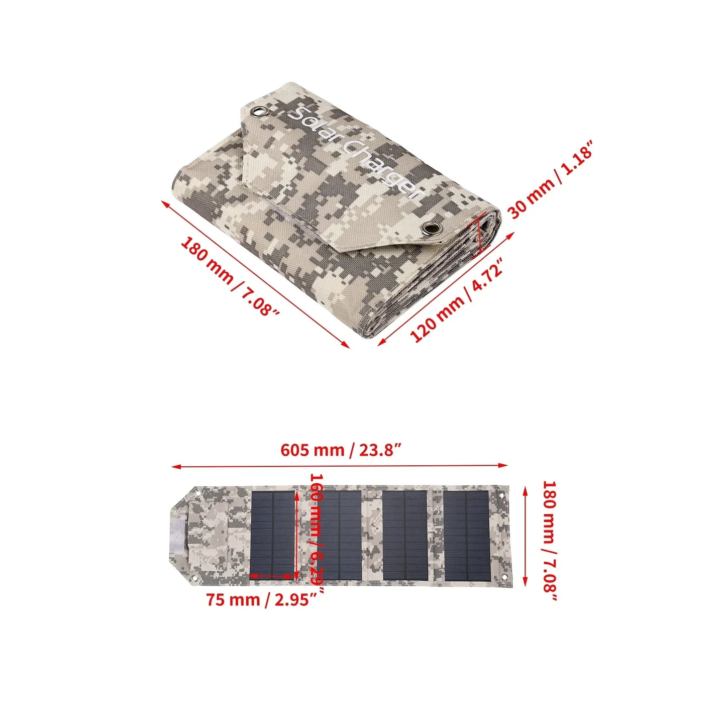60W-100W Solar Panel 4/5/6 Fold Portable Power Supply Outdoor Emergency USB Mobile Phone Charging with 3 USB Output Cable
