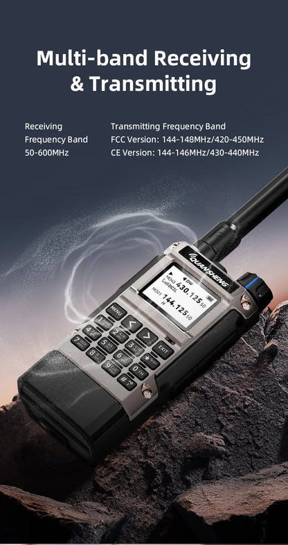 Quansheng UV-K1(8) Air Band Walkie Talkie 50-600MHz Full Band Receive UHF VHF Ham Radio Wireless Frequency Copy Type-C Charging