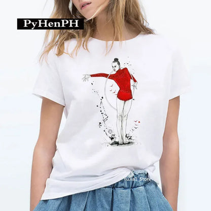 Gymnast Dancer T Shirt  Fashion Gymnast Artistic Gymnastics Printed T-shirt for Women Parent-child Clothing Oversized T Shirt