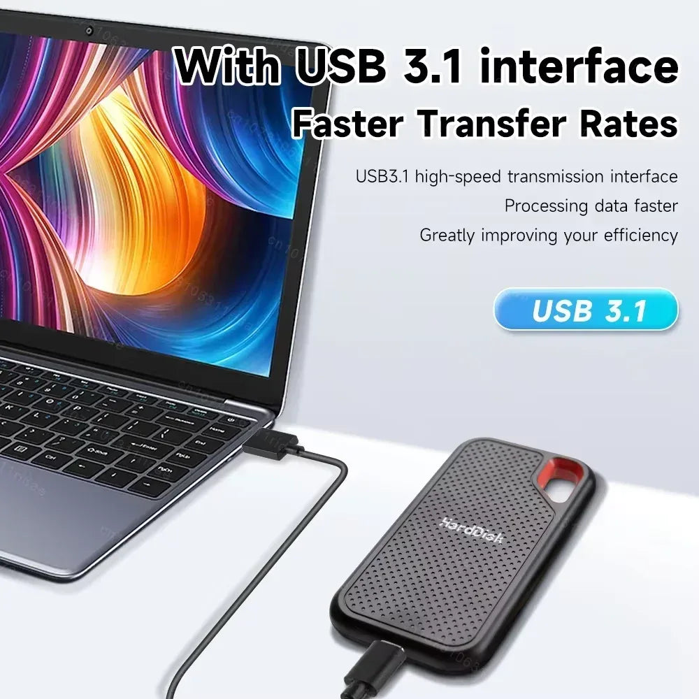 Portable SSD 1TB External Hard Drive Fast Transfer Solid State Drive Large Capacity Waterproof Hard Disk Storage for Laptops/PC
