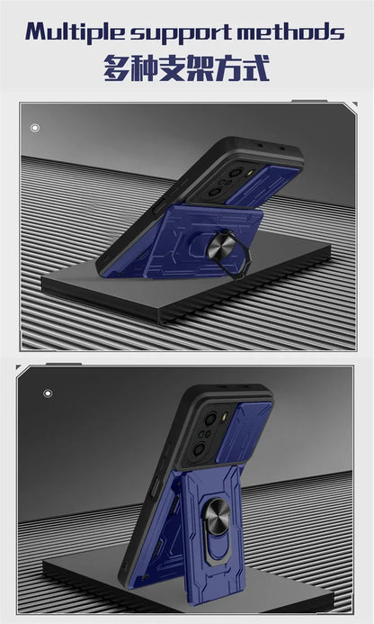 For xiaomi poco f3 case slide card camera armor phone case for pocophone little poco f3 f 3 pocof3 f3poco car holder back cover