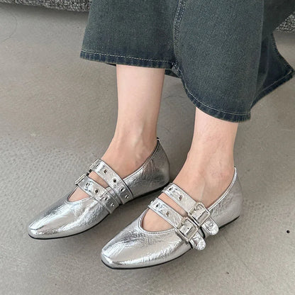 Female Buckle Strap Footwear Round Toe Ladies Flats With Dance Shoes Soft Fashion Shallow Women Ballet Flats Shoes