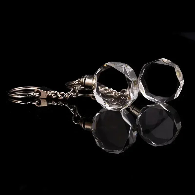 Crystal Keyring with LED Light inside Free Engrave any Design Crystal Blank Key Ring Custom Logo Family Photo DIY Birthday Gifts