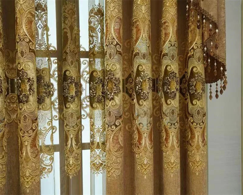 Europe Luxury Style Embroidery Chenille Blackout Curtain High Quality Decoration Living Room Dining Room Bedroom Valance Curtain