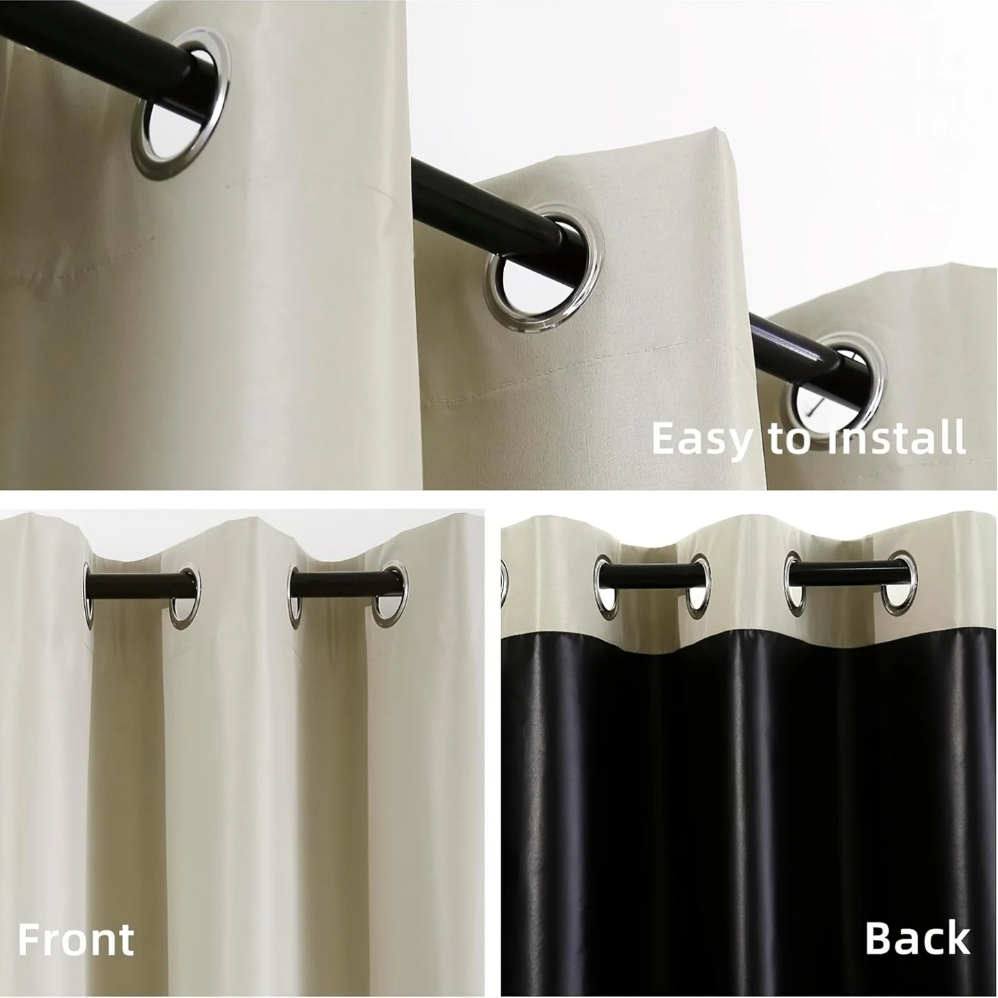 2panels Solid 100% Blackout Curtain - Curtains for Bedroom, Living Room Decor - UV Protection, Easy Sliding and Stylish Design