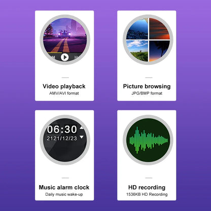 128G MP3 Player Bluetooth 5.4 HiFi MP3 Music Player Built-in Speaker 2.4inch Touch Screen MP4 Player with E-book/Video Recording