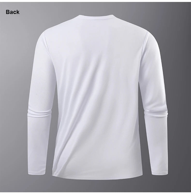 Long-Sleeved Ice Silk Breathable Running Top Round Neck Fitness Wear Quick-Drying Sports T-Shirt Thin Casual Quick-Drying