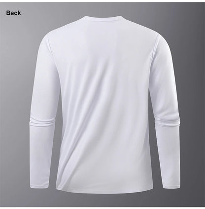 Long-Sleeved Ice Silk Breathable Running Top Round Neck Fitness Wear Quick-Drying Sports T-Shirt Thin Casual Quick-Drying