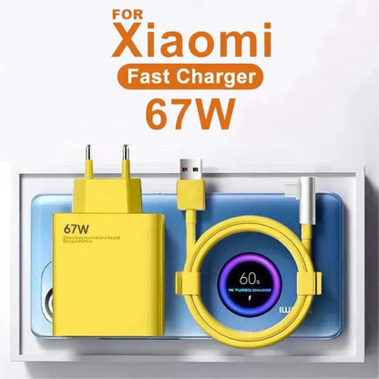 67W 6A USB Super Fast Charging Charger Adapter For Xiaomi Mi 12 11 Type C Cable POCO X5 X4 Pro Redmi Note 10 11 Charge