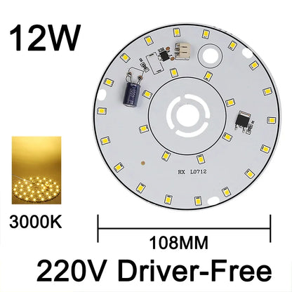 220V Driver-Free Light Panel LED Light Chip DIY Round Nordic Light Source Accessories Replacement Household Chandelier Bulb Patc