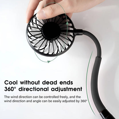 USB Rechargeable Mini Sports 3-Speed Adjustable Neck Dual Fan Home OfficeOutdoor Travel Portable Hanging Neck Fan