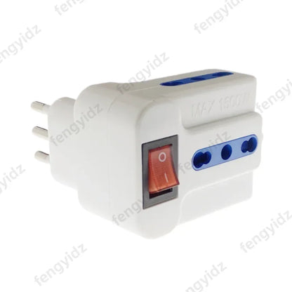 fengyidz 1PCS Italy Travel Plug Adapter  3 Ways Socket with Switch Multi Port Outlet Italian Standard