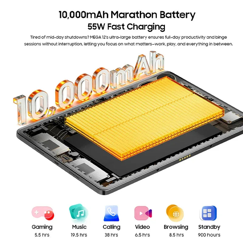 Blackview MEGA 12 Tablet 5G 12.2" 2.4K 120Hz Display Dimensity 7200 CPU IP69K Waterproof 50MP Camera 10000mAh Pad PC