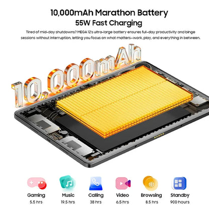Blackview MEGA 12 Tablet 5G 12.2" 2.4K 120Hz Display Dimensity 7200 CPU IP69K Waterproof 50MP Camera 10000mAh Pad PC