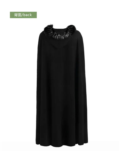 Men Punk Vintage Cape Casual Cloak Halloween Fur Collar Hooded Trench Medieval Costume Renaissance Party Autumn Winter Long Coat