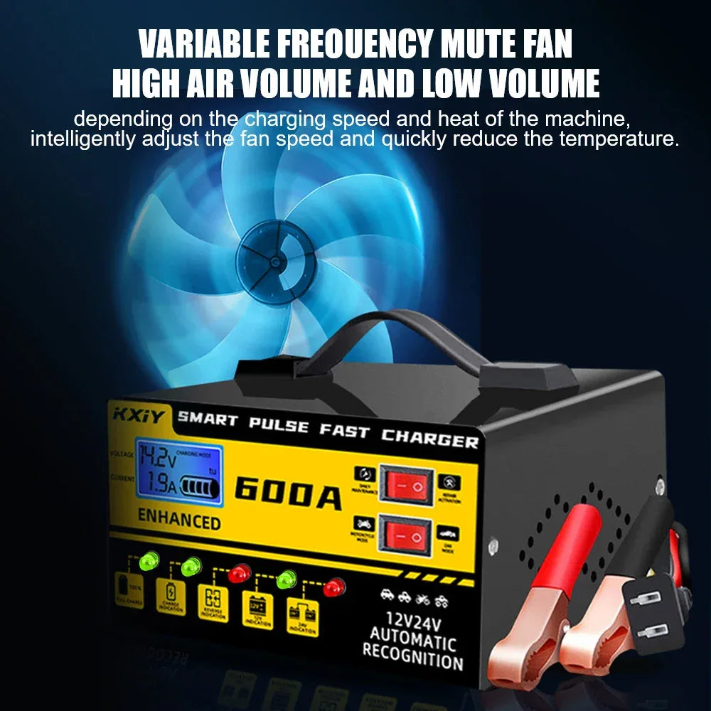 130W Automotive Battery Chargers Digital Intelligent Pulse Repair + Switch LED Indicator Storage Cell Car Chargers 12V 5A,24V 3A