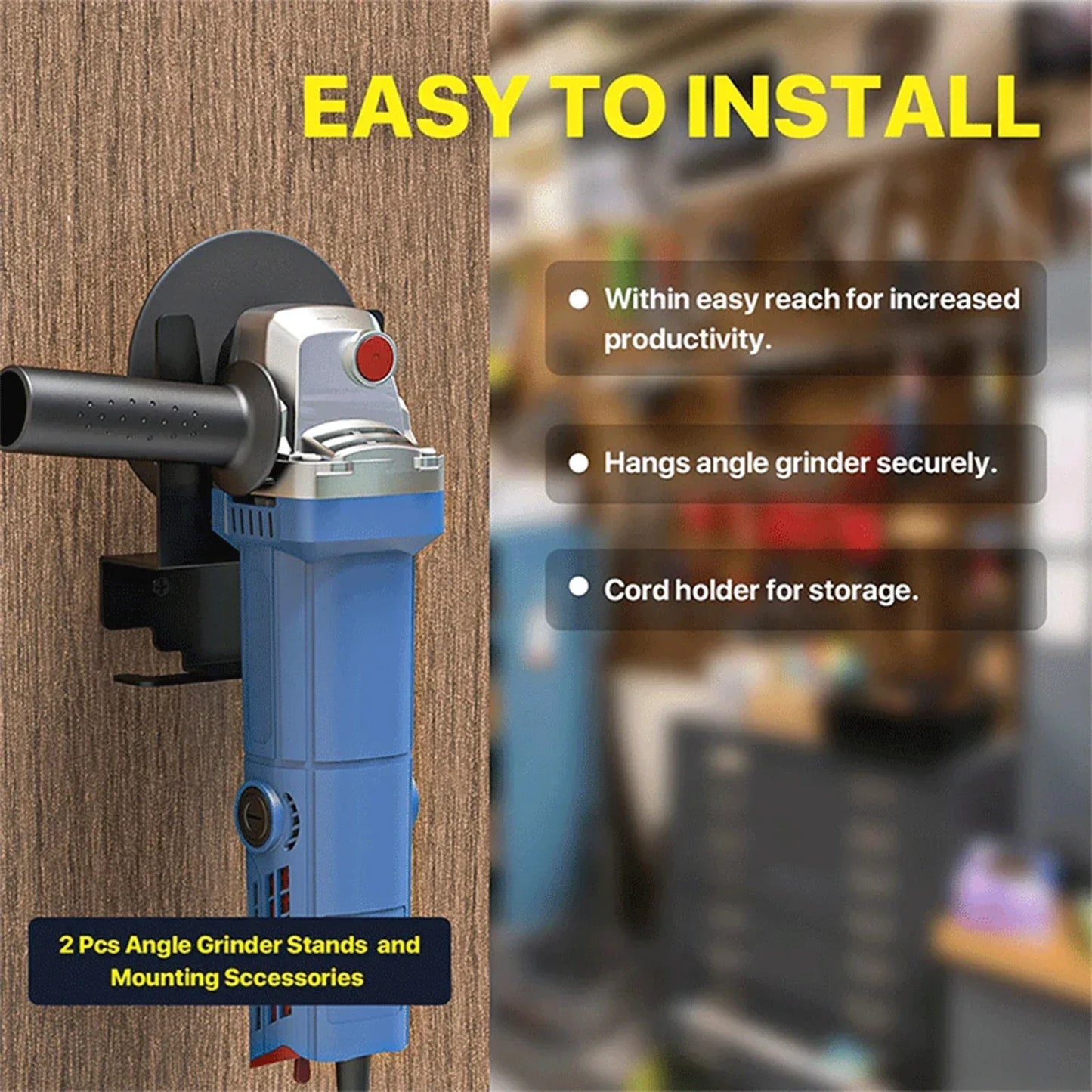 1/2Pcs Angle Grinder Holder Multipurpose Wall-mounted Hanger Angle Grinder Frame Tool Angle Grinder Stand for Shops Workbench