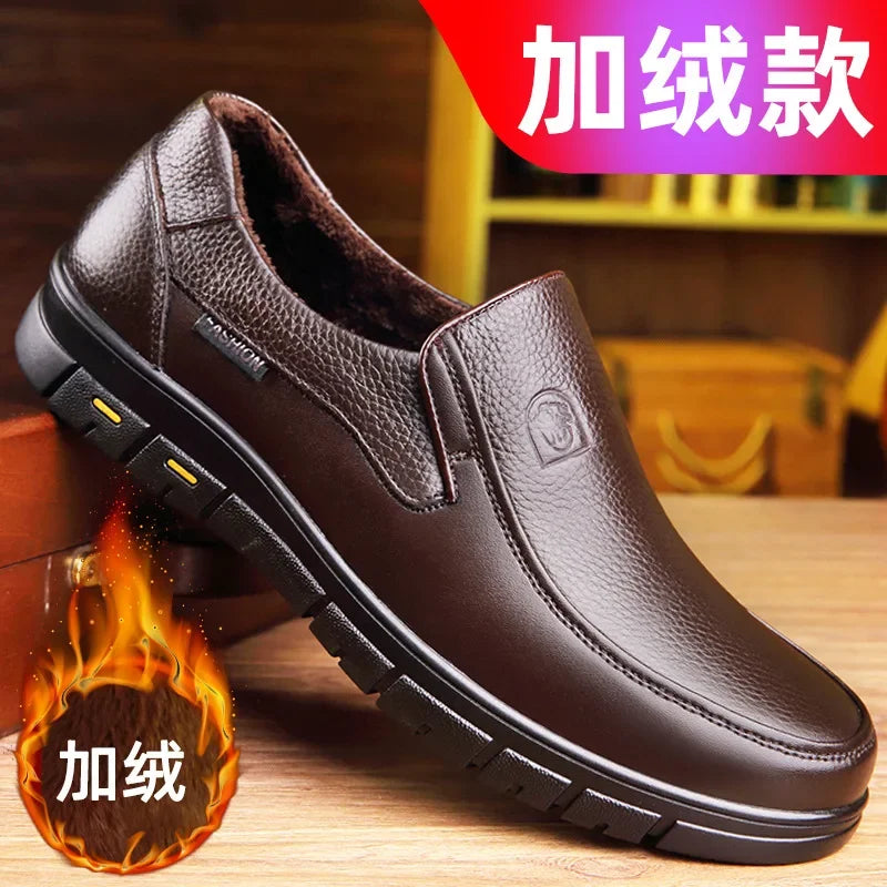 2026 Men's Shoes Genuine Leather Business Dress Leisure Middle-Aged and Elderly Dad's Shoes, Men's Leather Shoes 48 Size Summer
