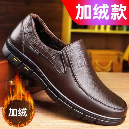 2026 Men's Shoes Genuine Leather Business Dress Leisure Middle-Aged and Elderly Dad's Shoes, Men's Leather Shoes 48 Size Summer