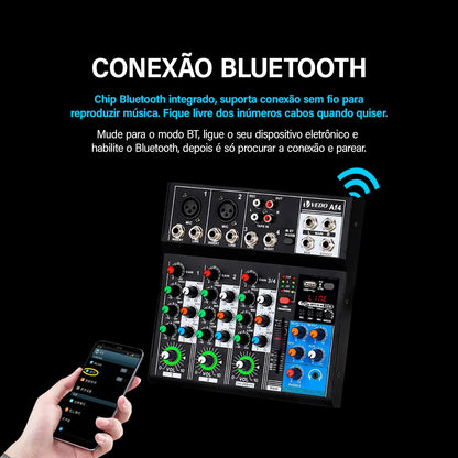 VEDO AF4 Mixer Analog Mixer Merged Digital Sound Card 4 Channels Personalized Function Settings Analog Mixing Console For Live