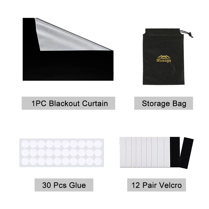 DIY Portable Travel 100% Blackout Curtain Portable Blocking Darkest Window Cloth for Living Room Home Non-perforated Black Cloth