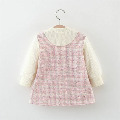 9 Months To 3 Years Old Spring And Autumn New Sweet Bow Baby Girl Dress, Princess Style Children'S Long Sleeved Clothes
