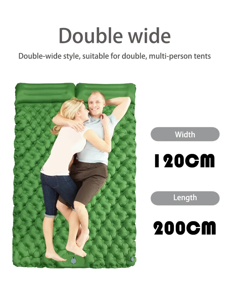 Outdoor Camping Sleeping Pad Folding Sleep Mat Beach Inflat Mattress with Pillows Ultralight Air Mat Travel Hiking New