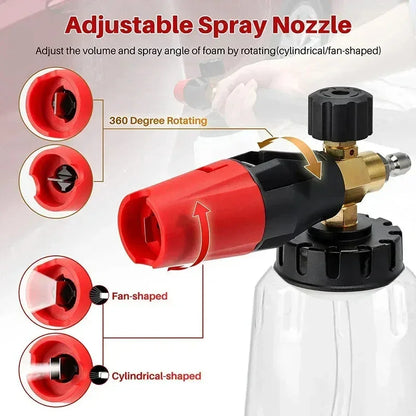 High Pressure Washer Gun & Foam Cannon Kit - 1/4" Quick Connect with M22-14 Adapter for Karcher K/Nilfisk/Bosch Washer