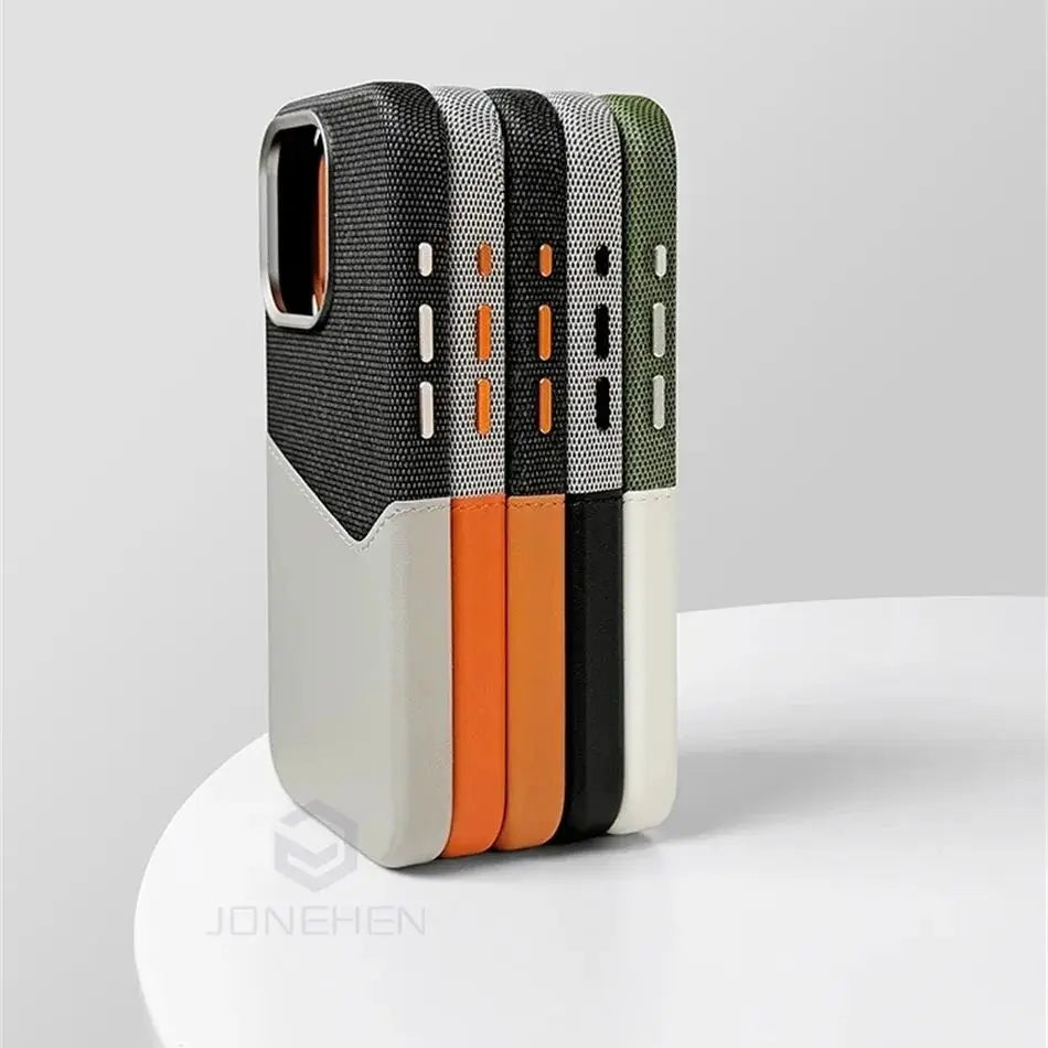 For Magsafe Card Holder Leather Case For iPhone 16 15 13 12 17 Pro Max 14 Plus Pocket Wireless Charge Alloy Lens Magnetic Cover