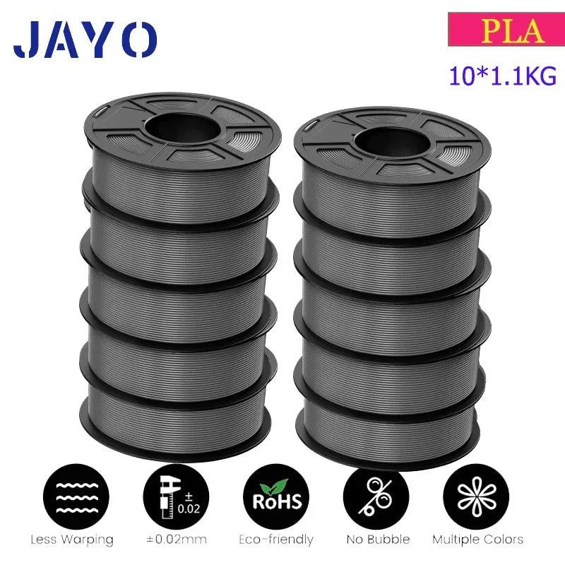 JAYO 3D Filament PLA 8Rolls 10Rolls 175mm 3D printing no bubbles no drawing smooth multiple colors optional 11kg for 3D printing