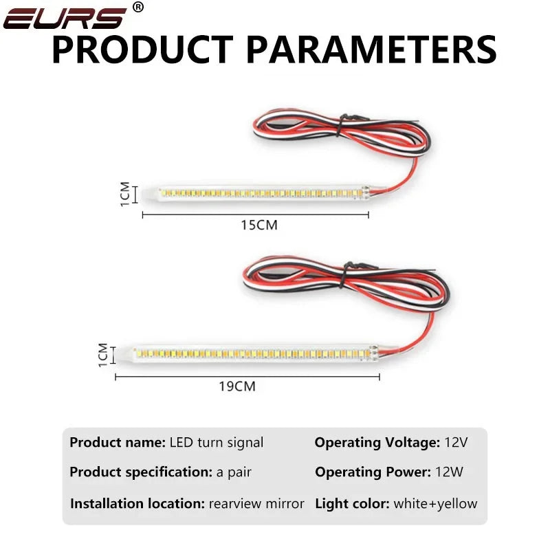 Car Rearview Mirror Indicator Lamp DRL Streamer Strip Flowing Turn Signal Lamp LED Car Light Source Turn Signals For Cars