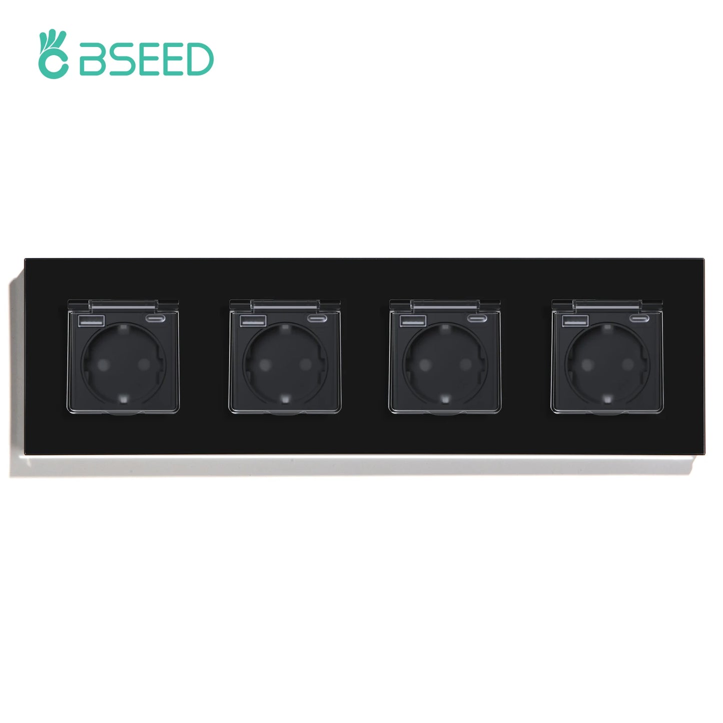 BSEED Single EU Wall Socket USB Type-c Ports Double Waterproof Cover Bathroom Power Sockets Triple Glass Electric Outlets 16A