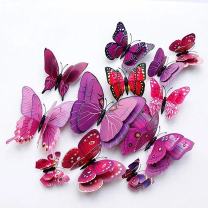 Magentic 3D Double-layer Butterfly Wall Stickers Magnet Refrigerator Stickers Home Girl Kids Room Wedding Christmas Decoration