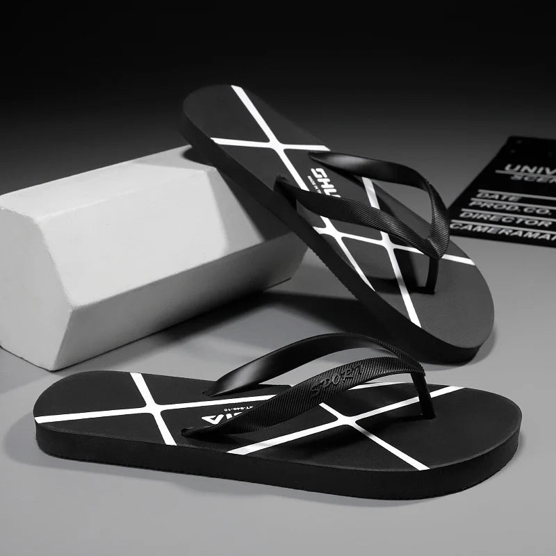 Men's Summer Flip Flop Fashionable Outdoor Slippers Casual Vacation Beach Shoes Indoor Bathroom Non-slip Flip-flops Sandals
