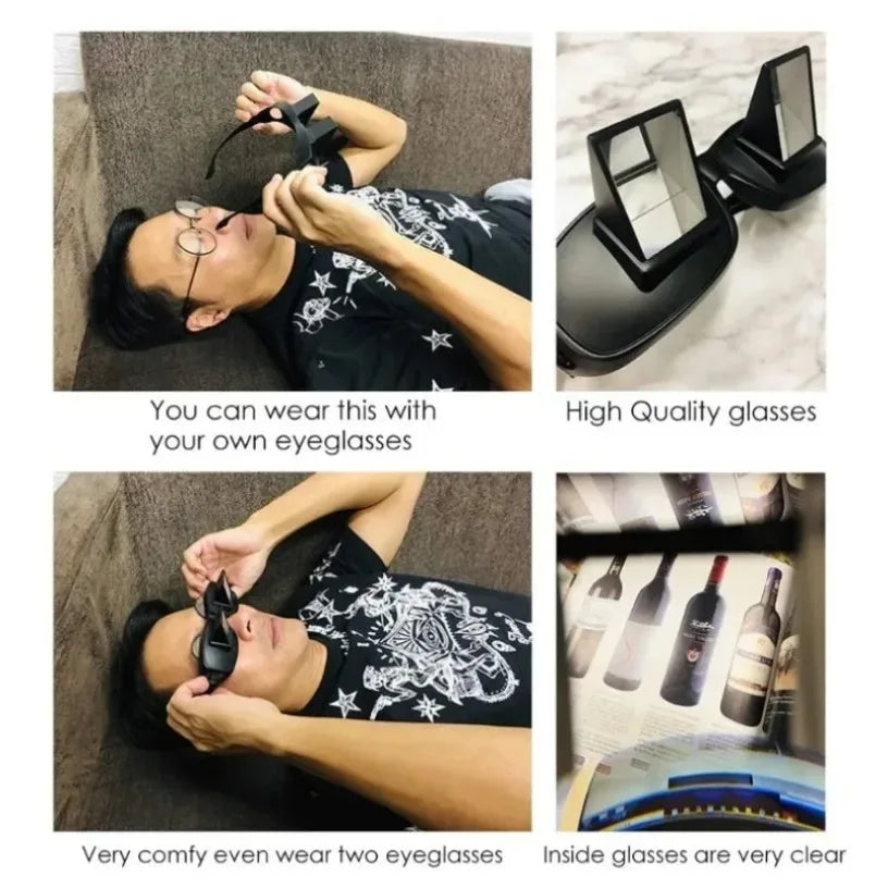 Lazy Eyeglasses Lazy Reading Glasses HD Eyeglasses Prismatic Periscope Eyeglasses for Reading and Watching TV While Lying Down