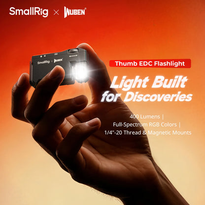SmallRig Thumb EDC Flashlight Ultra-Compact 5-in-1 Flashlight with Rotatable Light Head Magnetic Base, Back Clip, 1/4"-20 Holes