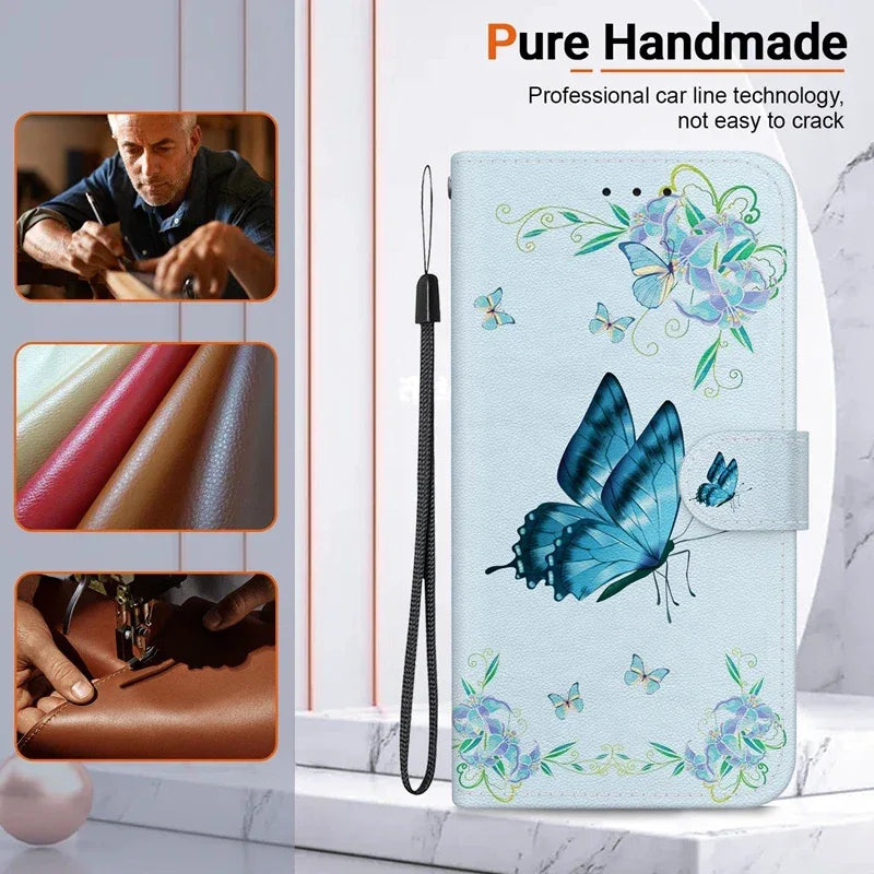 For Xiaomi Redmi 13 Case Solid Color Leather Flip Phone Case for Xaomi Redmi 13 Cover Redmi13 13C 5G Wallet Card Slots Etui